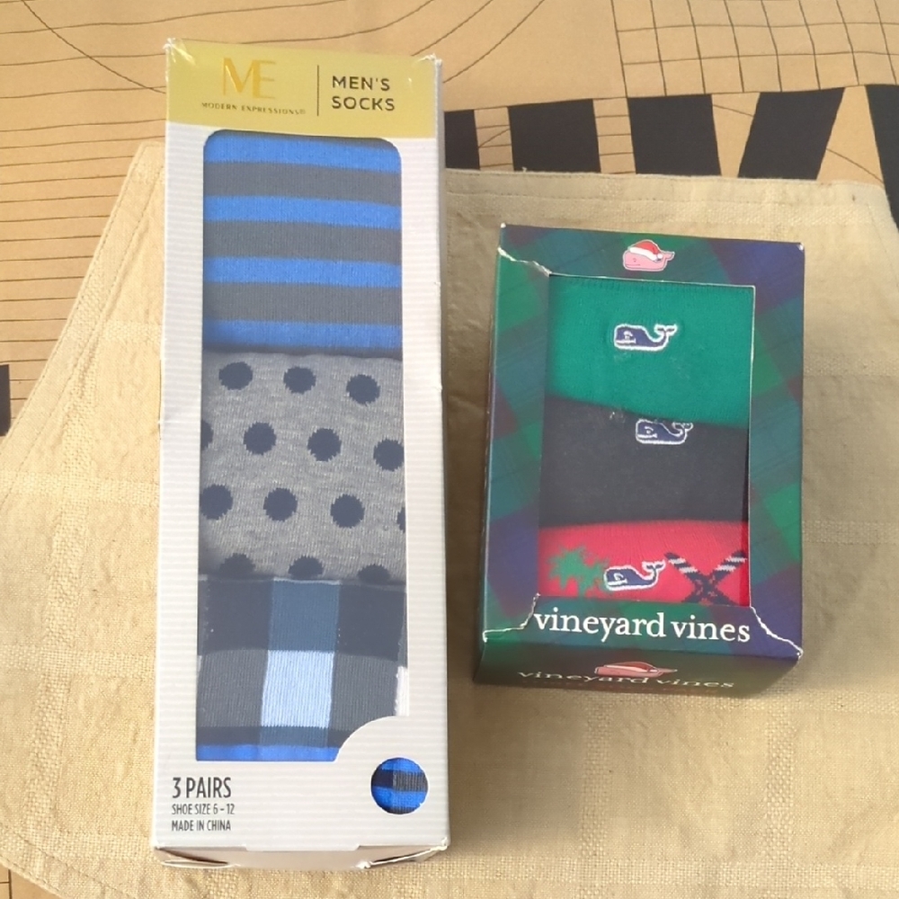 ME Makeover Essentials Men's Blue and Black Patterned Socks - 6 Pairs